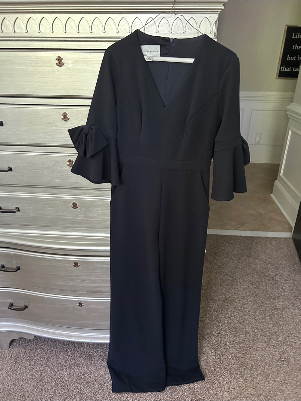 Black Jumpsuit with Bow Sleeve Detail